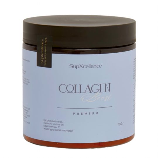 Collagen Boost, Коллаген говяжий с витамином С и гиалуроновой кислотой, 180 г
