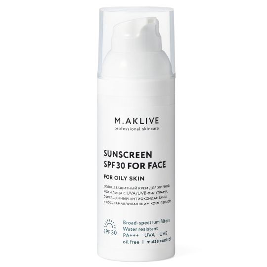 M.Aklive Sunscreen SPF 30 for oily skin/ Крем SPF 30 для жирной кожи, 50 мл